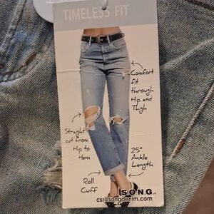 S.O.N.G. Women's Light Blue Distressed Ankle Jeans